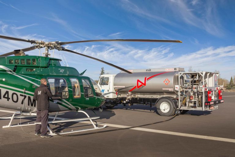 helicopter with fuel truck
